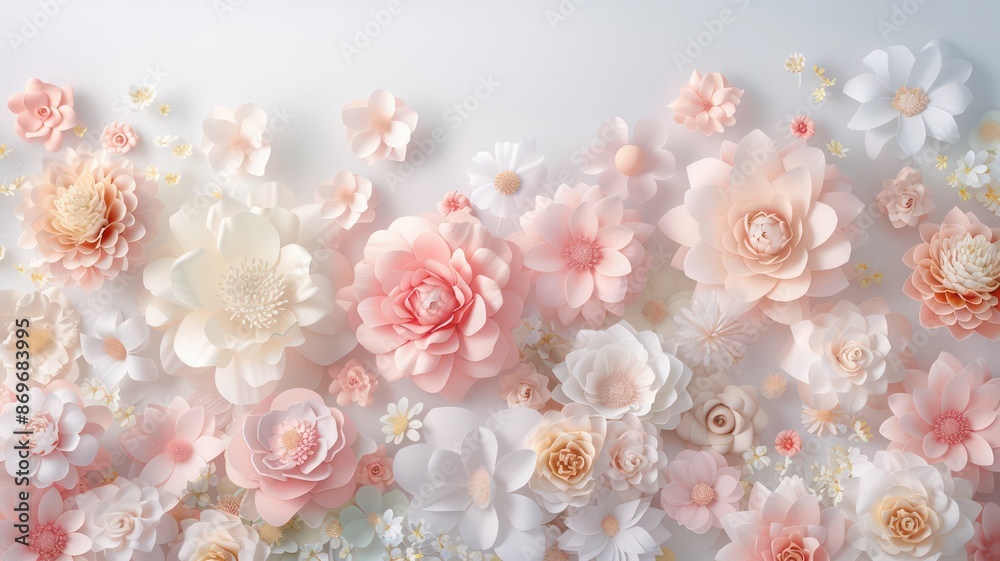 Poster a beautiful bouquet of flowers with a white background. the flowers are arranged in a way that creat