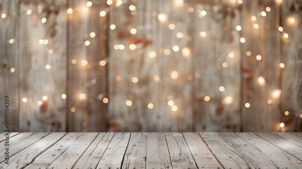 Poster a wooden wall with a lighted background. the lighted background is made up of many small lights that