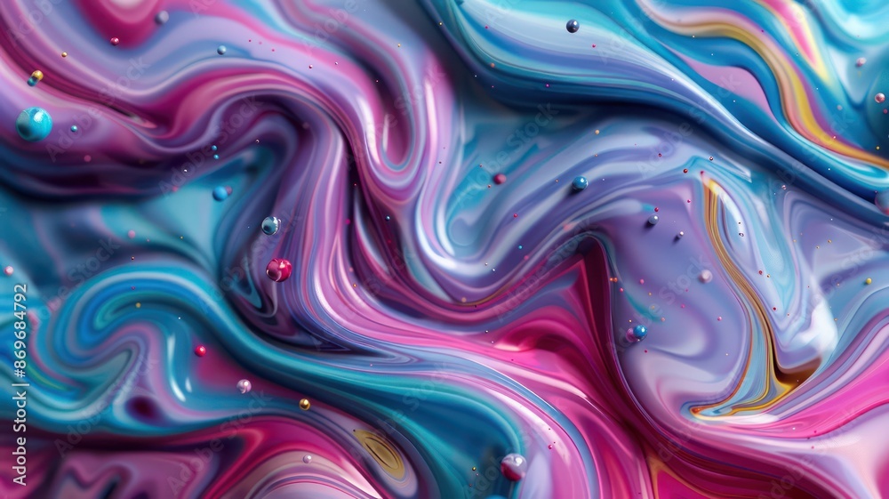Poster a colorful swirl of paint with a lot of gold and blue. the swirl is very long and has a lot of diffe