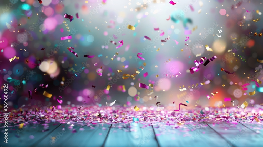 Aufkleber a colorful explosion of confetti is falling from the sky, creating a festive and celebratory atmosph