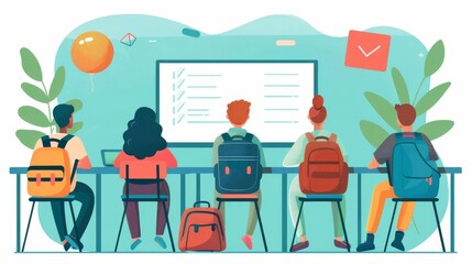 Back to school, career skills development classes, flat design illustration
