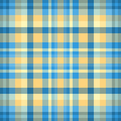 Pixel tartan textile background, uniform texture check seamless. Christmas ornament plaid pattern fabric vector in cyan and amber colors.