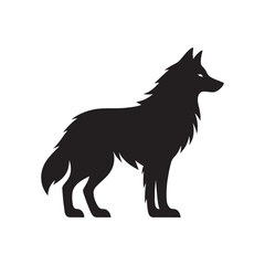 Black silhouette of wild wolf on a white background vector illustration