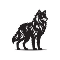 Black silhouette of wild wolf on a white background vector illustration