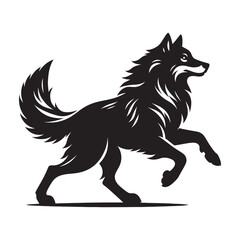 Black silhouette of wild wolf on a white background vector illustration