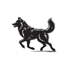 Black silhouette of wild wolf on a white background vector illustration