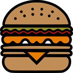 illustration logo design of a multi colored hamburger / burger