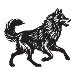 Black silhouette of wild wolf on a white background vector illustration