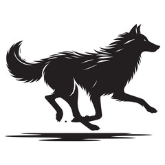 Black silhouette of wild wolf on a white background vector illustration
