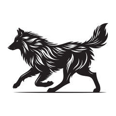Black silhouette of wild wolf on a white background vector illustration