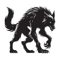Black silhouette of wild wolf on a white background vector illustration