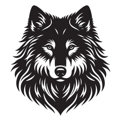 Black silhouette of wild wolf on a white background vector illustration