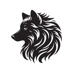 Black silhouette of wild wolf on a white background vector illustration
