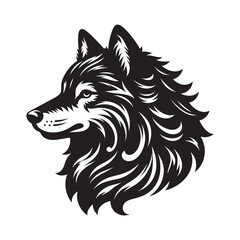 Black silhouette of wild wolf on a white background vector illustration