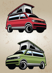 Fully editable Modern camper van vector illustration