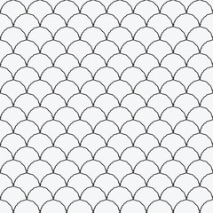 Outlines of sea shell symbols seamless pattern. Elements are evenly spaced. Vector illustration on white background 