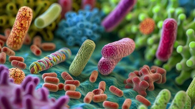 Beautiful electronic microscopy of bacteria, fungi fantasy microbiology Microscopic life , add copyspace for text