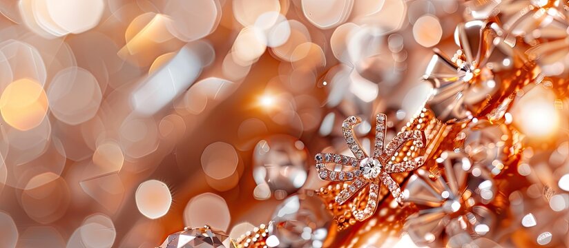 Jewelry displayed against a background with copy space image.