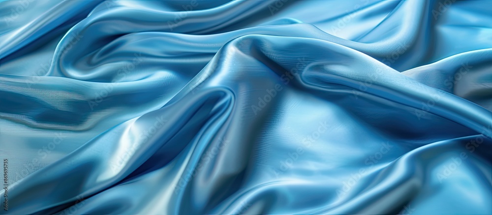 Leinwandbilder luxurious blue satin silk fabric with elegant waves, creating a classic and smooth background design