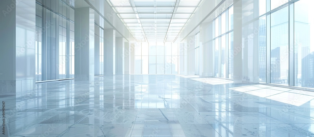 Aufkleber modern office building interior with empty floor and copy space image.