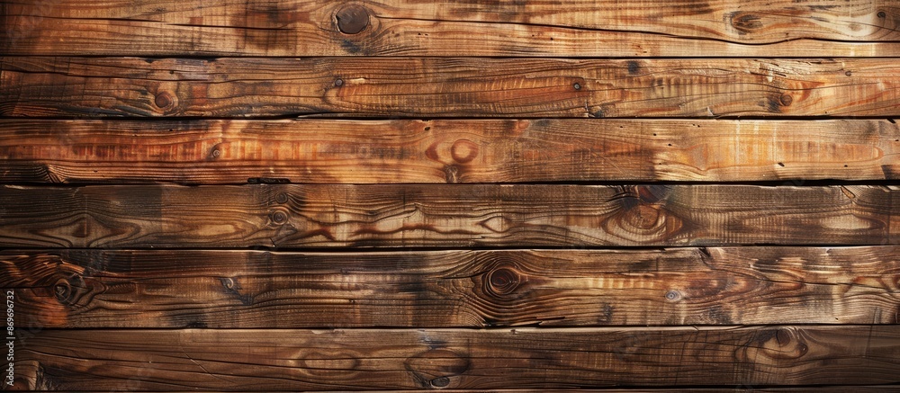 Aufkleber Textured wooden wall background with a natural pattern on a brown plank, ideal for use as a copy space image.