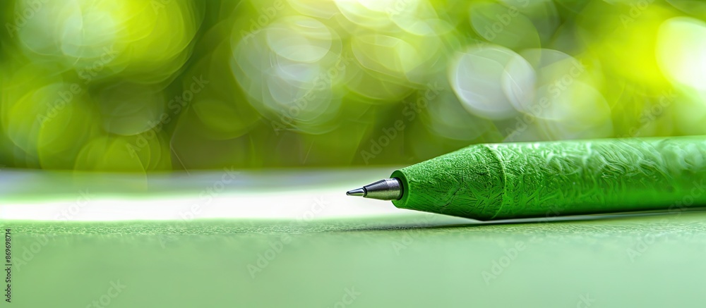 Aufkleber Green marker pen is writing on paper with ample copy space image for text or graphic design.