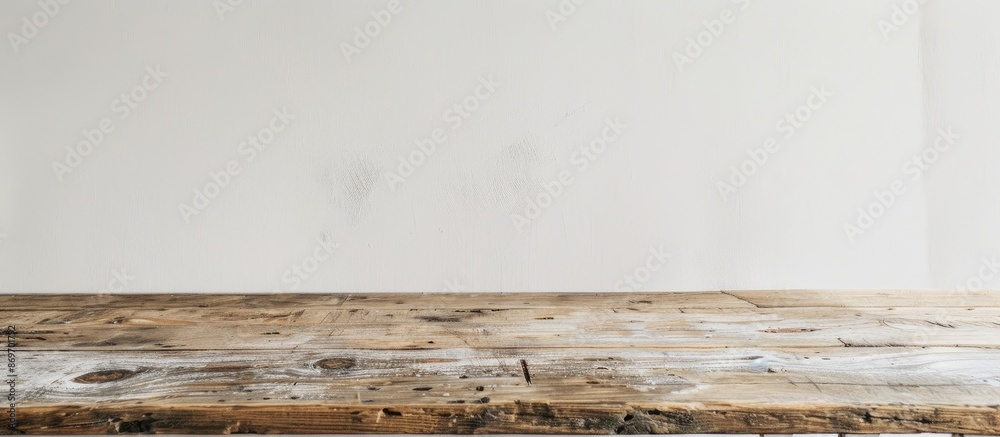 Wall mural white textured surface of a wooden table provides a background with ample copy space image.