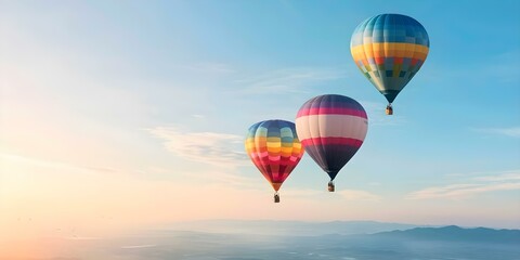 Obraz premium Simplistic Illustration of a Family Enjoying a Scenic Hot Air Balloon Ride. Concept Family Fun, Hot Air Balloon, Scenic Landscape, Simplistic Illustration, Joyful Moments