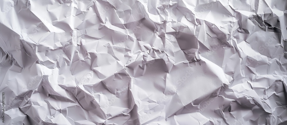 Poster Crumpled light gray paper texture creates an abstract background with ample copy space image for a blank layout.