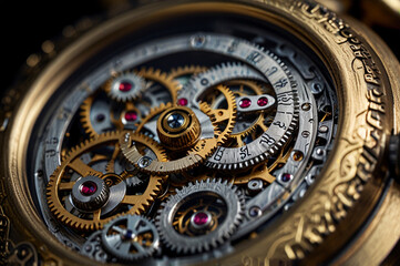 Obraz premium Steampunk Pocket Watch with Rotating Gear