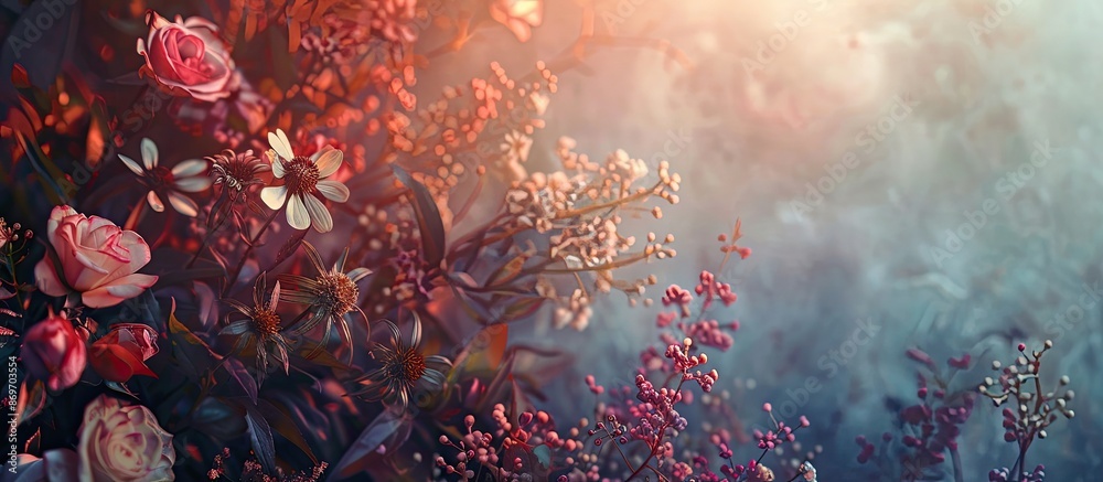 Aufkleber floral setting ideal for background or wallpaper with ample copy space image.