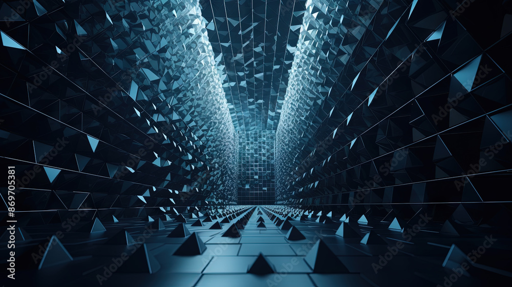 Leinwandbilder abstract background with structure of neon triangles and technology style.