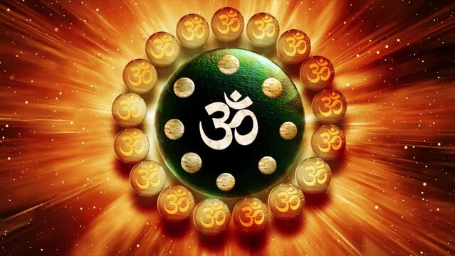 3D Beautiful Aum Symbol with Radial light effect