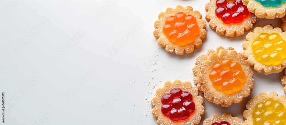 Aufkleber Jelly-filled cookies displayed on a white backdrop with space for adding text or graphics.