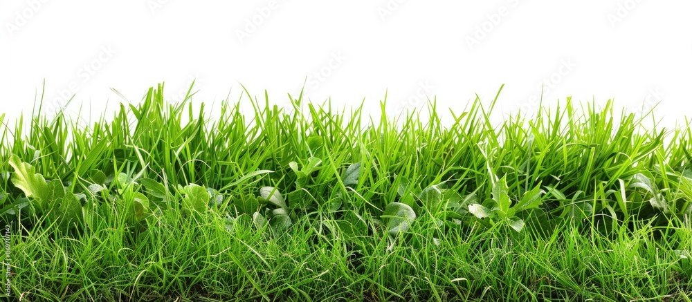 Poster isolated white background with fresh green grass providing copy space image.