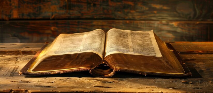 The open Bible on the table suggests a desire to deepen understanding, pray, and seek protection for oneself and family, emphasizing learning and faith in the copy space image.