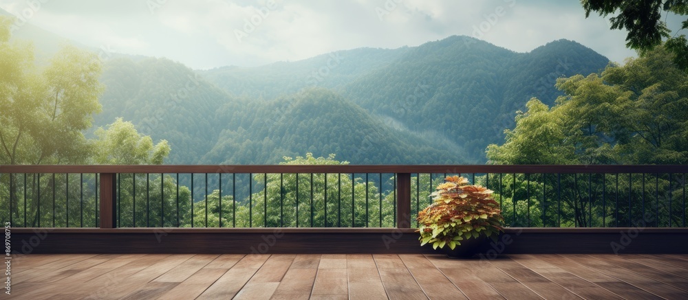 Poster blurry nature background with balcony and terrace, perfect for a copy space image.