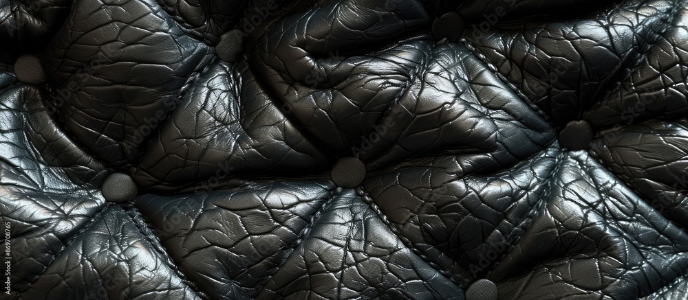 Poster close-up of black leather texture as a background for a copy space image with a jacket leather fabri