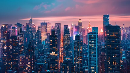 Glowing Cityscape: Real Estate Website Background