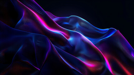 Obraz premium Smooth, flowing waves of neon light in shades of blue and purple on a dark background
