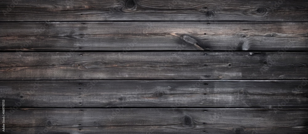 Poster Rustic dark wooden texture with an old black and grey color palette creating a captivating wood background, perfect for a copy space image.