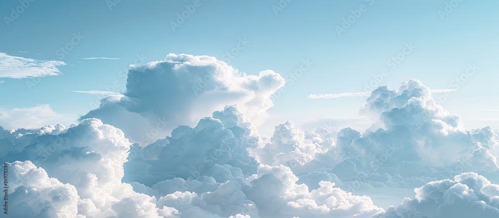 Poster copy space image of a sky scenery filled with fluffy white clouds.