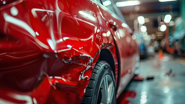 Car repair shop. Car fix banner. Auto body repair specialist fixes dented car fenders for flawless restoration. car service shop