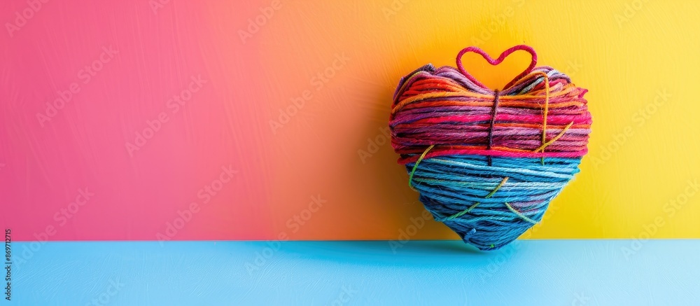 Aufkleber Valentine's Day-themed handmade heart displayed against a colorful background with copy space image.