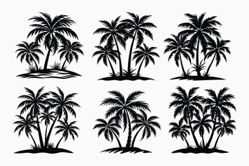 Obraz premium Palm Trees Silhouette Bundle tree Coastal Calm