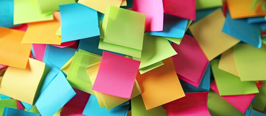 Close-up image focusing on a cluster of sticky notes with copy space image.