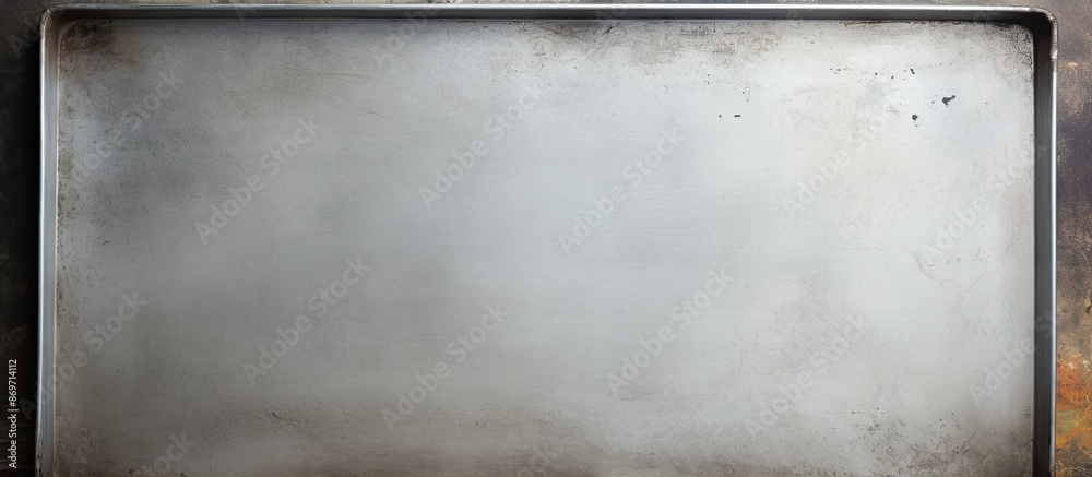 Aufkleber concrete background beneath a vintage metal tray with ample copy space for image enhancements.