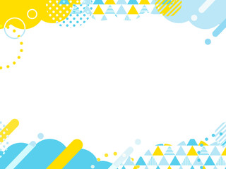 夏　青　黄色　ポップ な幾何学模様のフレーム	