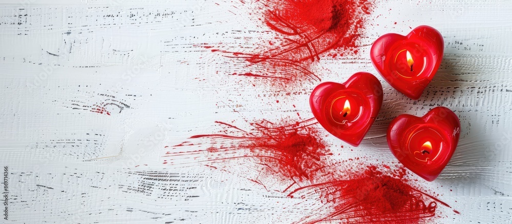 Aufkleber valentine's day concept with red scribbles, candles on white background - ideal for a valentine's da