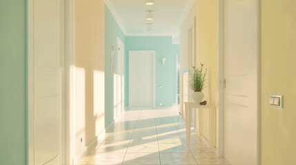 Fototapeta premium light modern hallway in pastel colors
